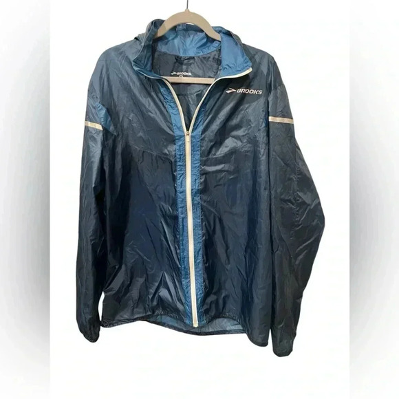 Brooks Other - Brooks Shelter Tech Running Jacket x large Men Blue Nylon Zip windbreaker